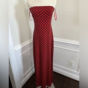 NWT Banana Republic red/navy pattern strapless dress